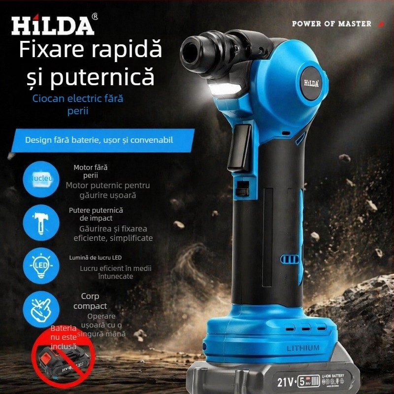 Ciocan electric Li-ion 21V pentru cuie, instrument portabil pentru tâmplărie, șurubelniță‑șoc, reîncărcabil
