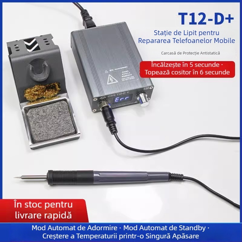 Stație de lipire T12D+ cu temperatură reglabilă pentru repararea telefoanelor mobile – kit DIY