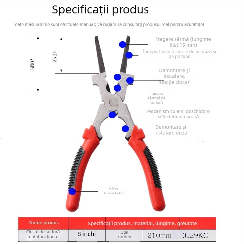Clește de sudură cu protecție gaz TIG și CO2, clește pentru sudură cu fir de sudură și ciocan