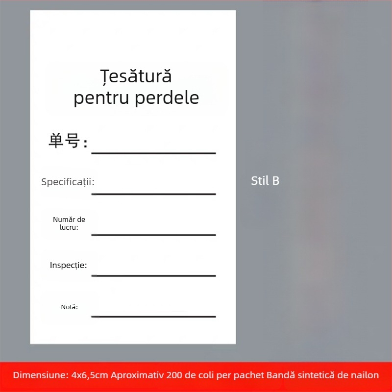 Etichetă din nylon pentru perdele lavabile