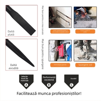Fang Long Ciocan electric mare cu daltă plată din oțel arcuit, cap 95, mâner 65A pentru canelare în beton