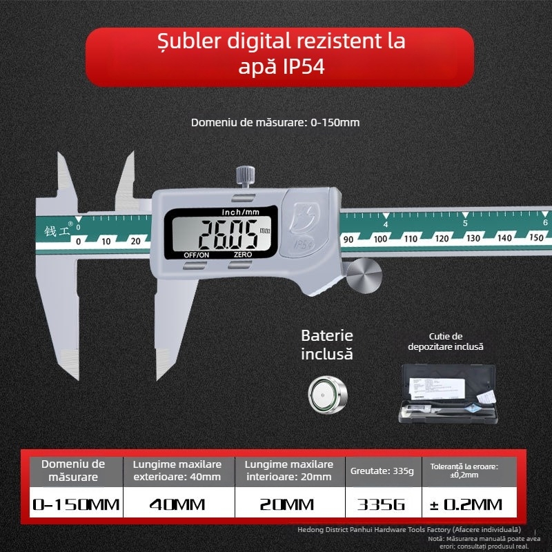 Caliper digital de înaltă precizie pentru măsurarea bijuteriilor și a pietrelor prețioase, caliper din fibră de carbon cu 150 citiri exacte