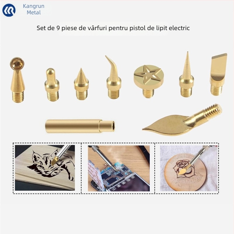 Set de 17 vârfuri pentru fierul de lipit, model 908936, pentru pirografie, gravură pe lemn și dovleci