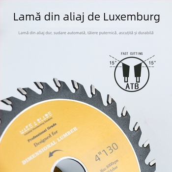 Discul circular pentru lemn, dinți din carburi, pentru polizor unghiular, fără praf