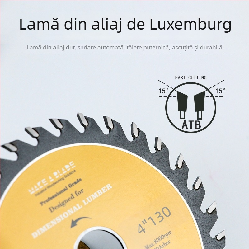 Discul circular pentru lemn, dinți din carburi, pentru polizor unghiular, fără praf
