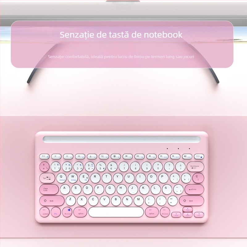 Set de tastatură Bluetooth wireless cu design cu slot pentru carduri, conectivitate cu patru canale, compatibil cu tablete, laptopuri și telefoane, design elegant