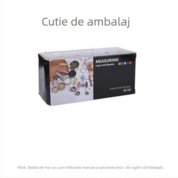 Set de măsurare din oțel inoxidabil, cu căni și linguri gradate, 10 piese, pentru gătit și coacere
