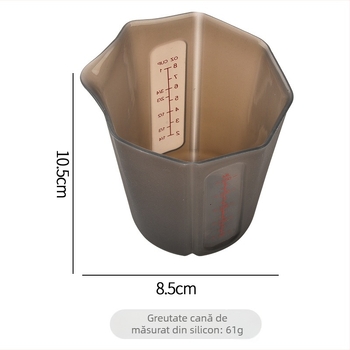 Pahar de măsurare din silicon alimentar, pentru coacere și lapte, 250 ml, scară dublă vizibilă, pliabil