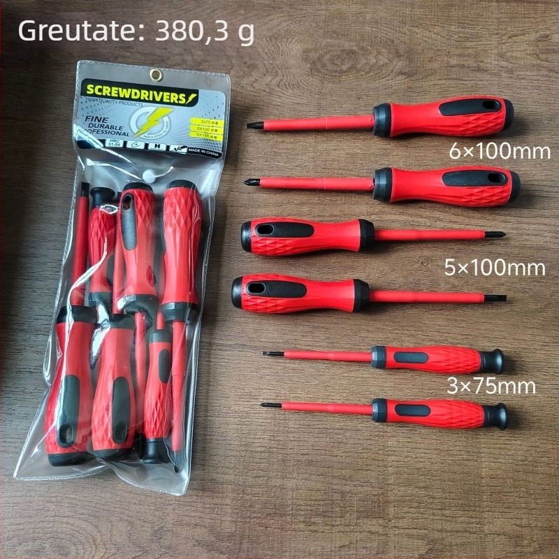 Set izolat de șurubelnițe pentru electricieni, 6 bucăți, Philips și capete plate, vârfuri magnetice puternice.