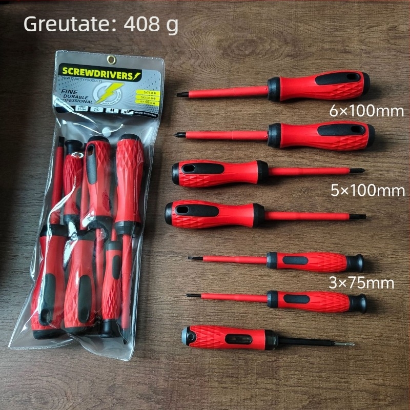 Set izolat de șurubelnițe pentru electricieni, 6 bucăți, Philips și capete plate, vârfuri magnetice puternice.