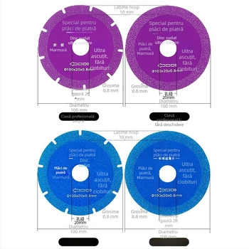 Disc de tăiere compozit, cu eficiență înaltă, pentru plăci din rocă și plăci ceramice, tăiere uscată — pentru poliză unghiulară, durabil, protecția marginilor