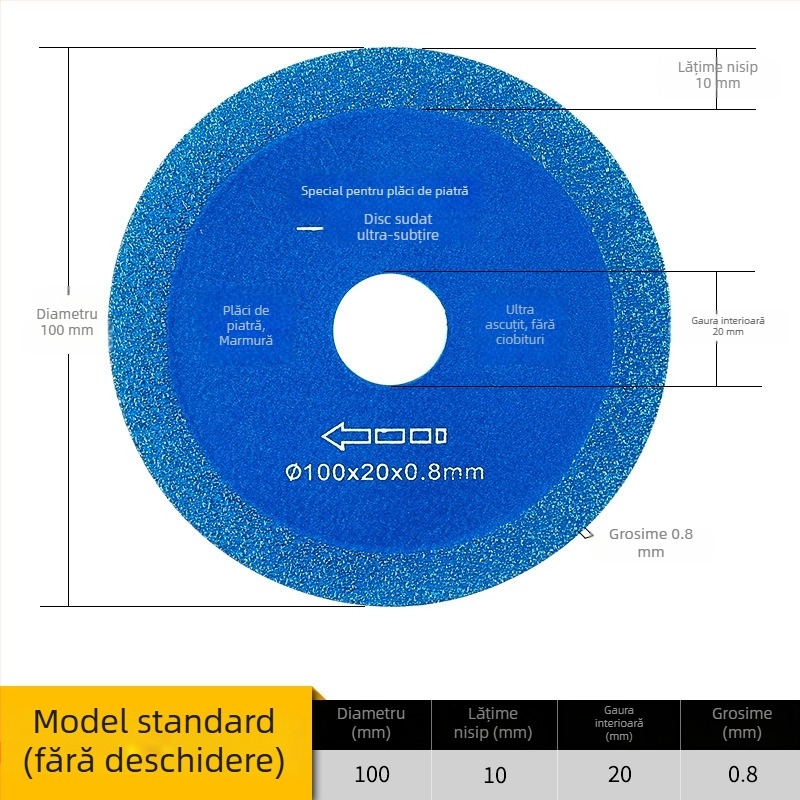 Disc de tăiere compozit, cu eficiență înaltă, pentru plăci din rocă și plăci ceramice, tăiere uscată — pentru poliză unghiulară, durabil, protecția marginilor