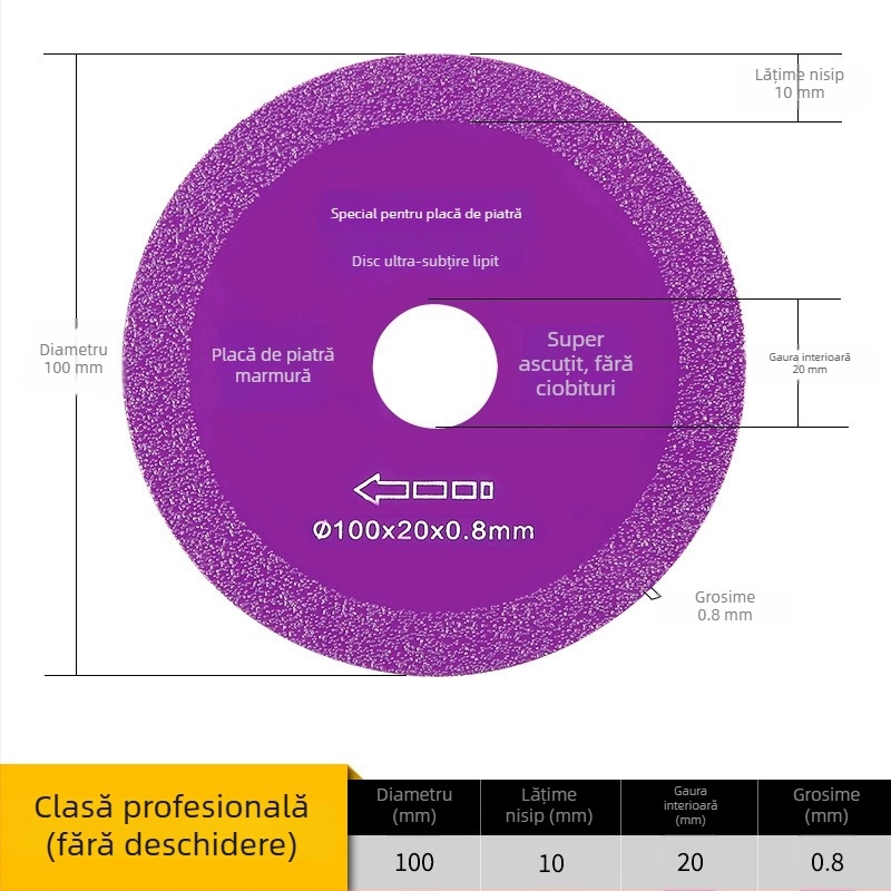 Disc de tăiere compozit, cu eficiență înaltă, pentru plăci din rocă și plăci ceramice, tăiere uscată — pentru poliză unghiulară, durabil, protecția marginilor
