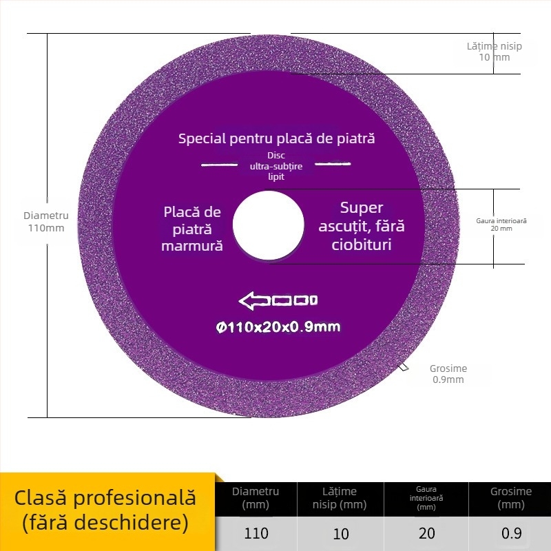 Disc de tăiere compozit, cu eficiență înaltă, pentru plăci din rocă și plăci ceramice, tăiere uscată — pentru poliză unghiulară, durabil, protecția marginilor