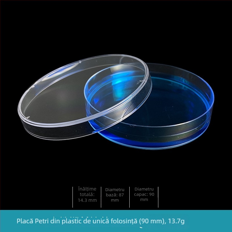 Plăci Petri din plastic, de unică folosință, diametre 60 mm și 90 mm, îngroșate, steril cu capac, rotunde și pătrate, model 3555