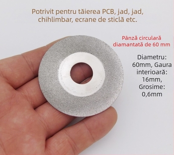 Lama de ferăstrău din aliaj HSS, diametru 2.5 inchi (63 mm), segment diamantat și disc abraziv din rășină — lamă de tăiere multifuncțională