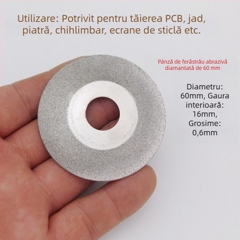 Lama de ferăstrău din aliaj HSS, diametru 2.5 inchi (63 mm), segment diamantat și disc abraziv din rășină — lamă de tăiere multifuncțională