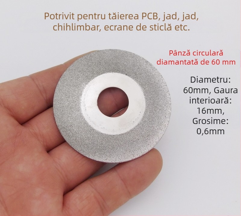 Lama de ferăstrău din aliaj HSS, diametru 2.5 inchi (63 mm), segment diamantat și disc abraziv din rășină — lamă de tăiere multifuncțională