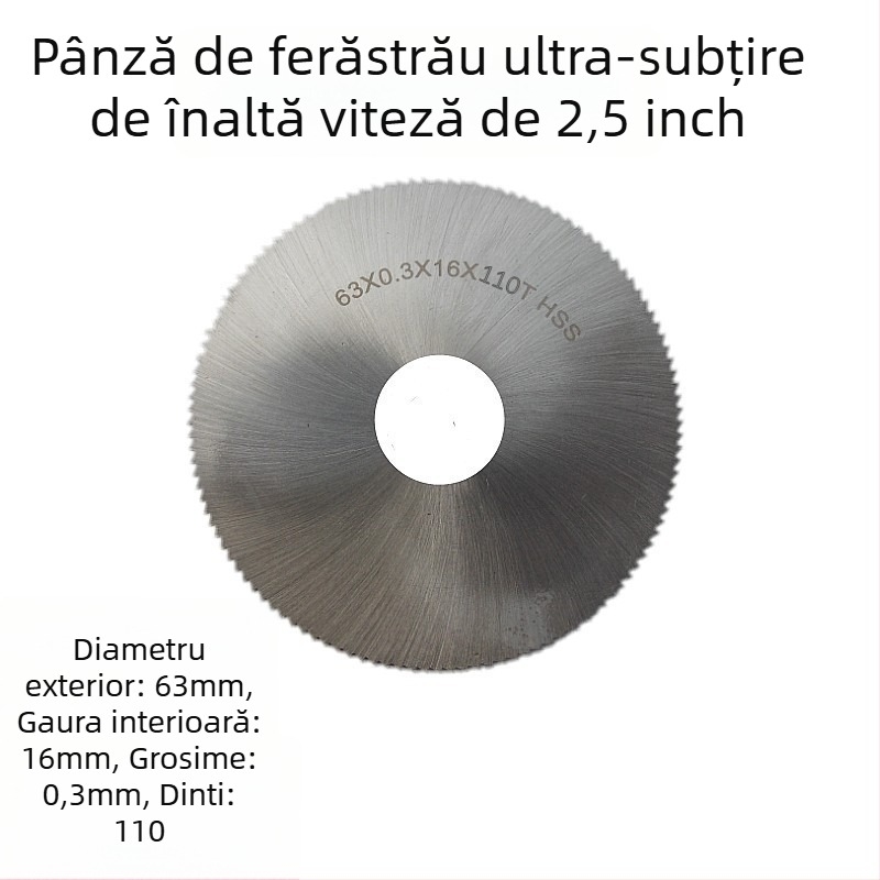 Lama de ferăstrău din aliaj HSS, diametru 2.5 inchi (63 mm), segment diamantat și disc abraziv din rășină — lamă de tăiere multifuncțională