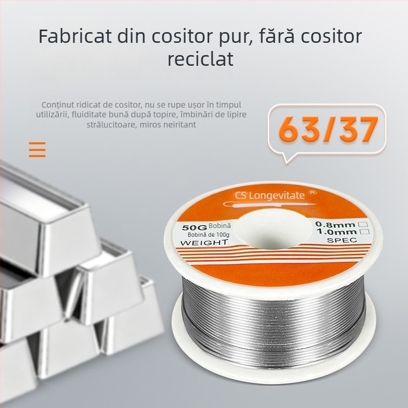 Welding Fort sârmă de lipit cu miez de rosin, înaltă puritate, fum redus, fără curățare, tambur mic, 100 g
