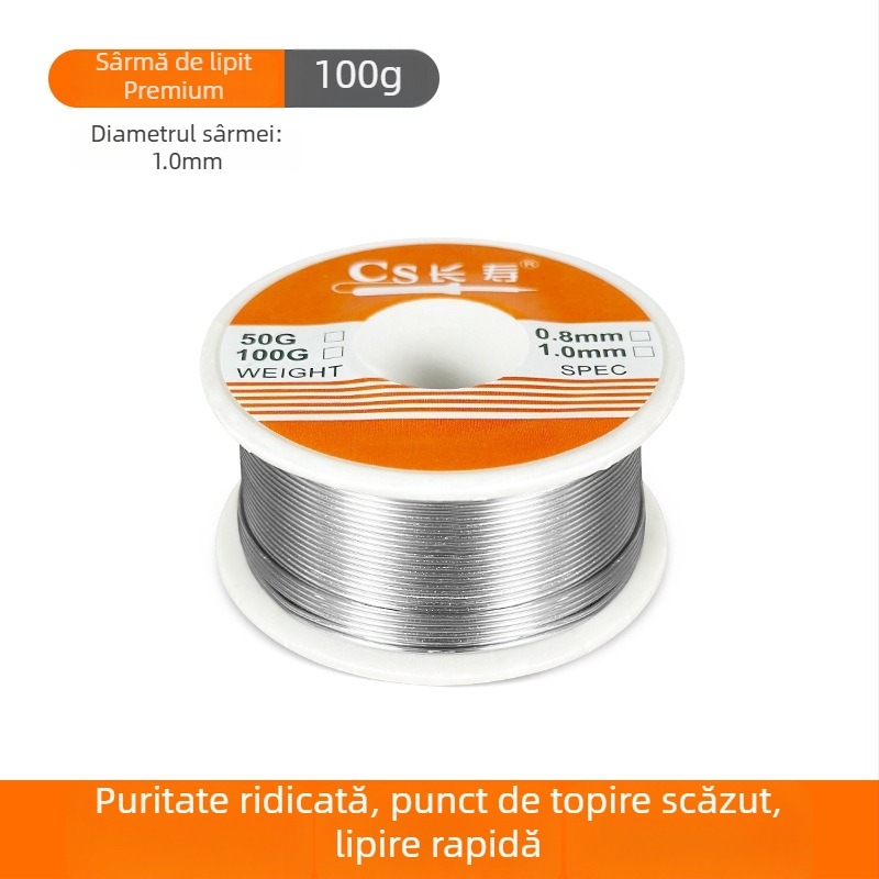 Welding Fort sârmă de lipit cu miez de rosin, înaltă puritate, fum redus, fără curățare, tambur mic, 100 g
