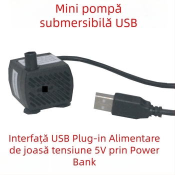 Pompa submersibilă USB 5V pentru pescuit în aer liber, pompă compactă pentru acvariu, pompă DC reîncărcabilă