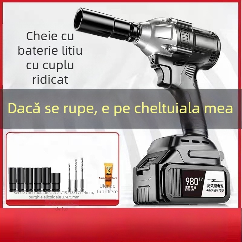 Cheie electrică fără cablu, multifuncțională, cu cuplu mare, baterie litiu reîncărcabilă, pentru uz casnic și lucru pe schelă.