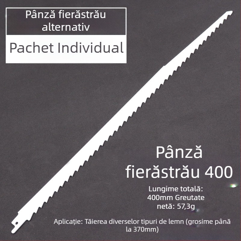 Lama de fierăstrău sabie pentru lemn, lungimi 400/500/580 mm, dinți de la gros la fin.