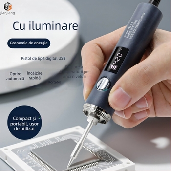 Pistol de lipit portabil, fără fir, cu afișaj USB, reglaj în cinci trepte, compact pentru uz casnic