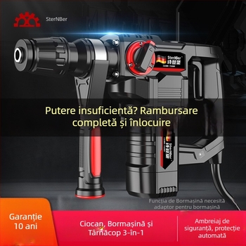 Ciocan rotopercutor electric, pentru beton; instrument electric multifuncțional, cu funcții de ciocan și găurire, pentru uz greu în casă