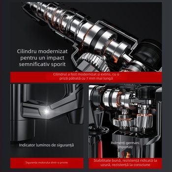 Ciocan rotopercutor electric, pentru beton; instrument electric multifuncțional, cu funcții de ciocan și găurire, pentru uz greu în casă