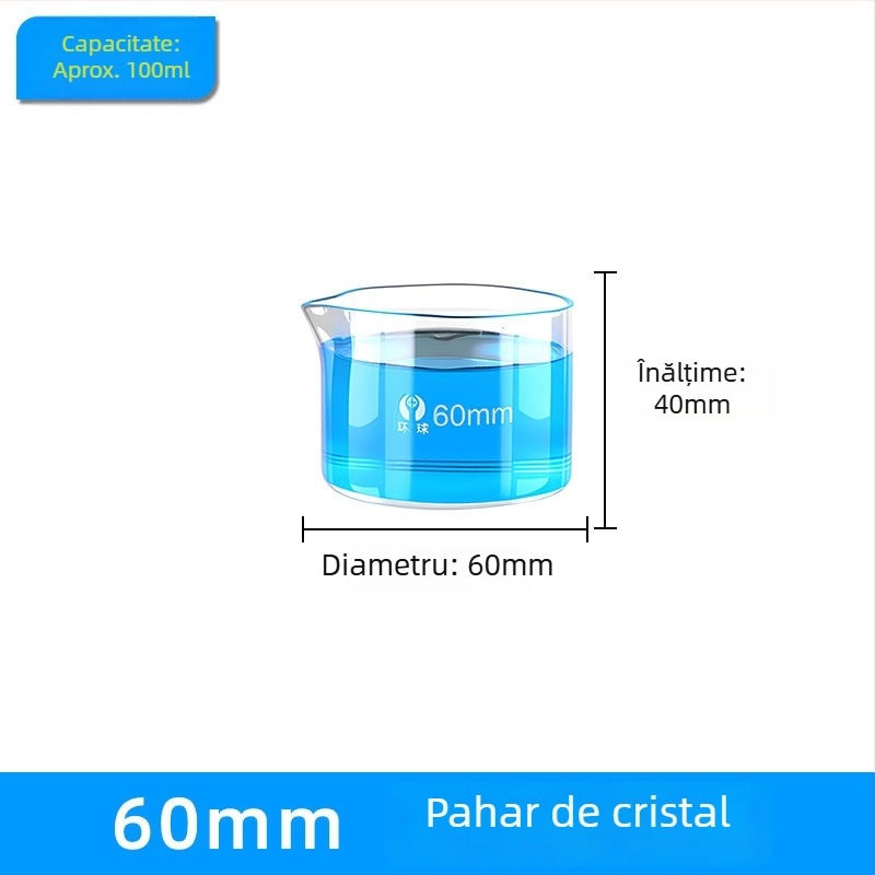 Farfurie de cristal pentru cristalizare, diametrele 60/70/80/100 mm, gură îngroșată, rotundă, fund plat, pentru laborator biologic.