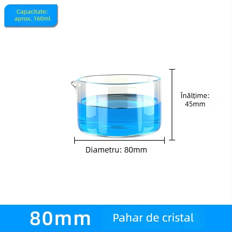 Farfurie de cristal pentru cristalizare, diametrele 60/70/80/100 mm, gură îngroșată, rotundă, fund plat, pentru laborator biologic.
