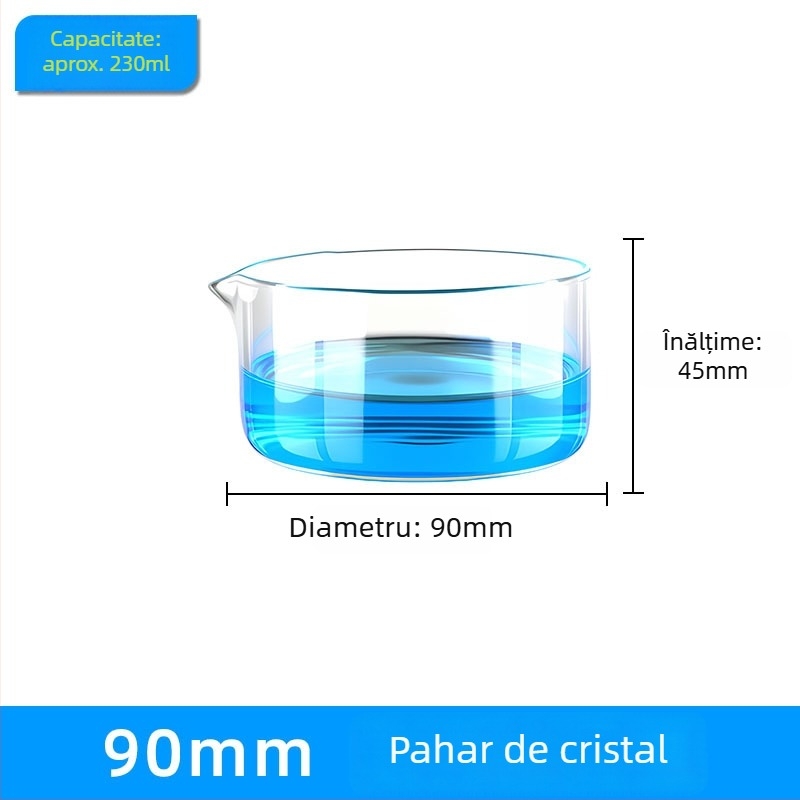 Farfurie de cristal pentru cristalizare, diametrele 60/70/80/100 mm, gură îngroșată, rotundă, fund plat, pentru laborator biologic.