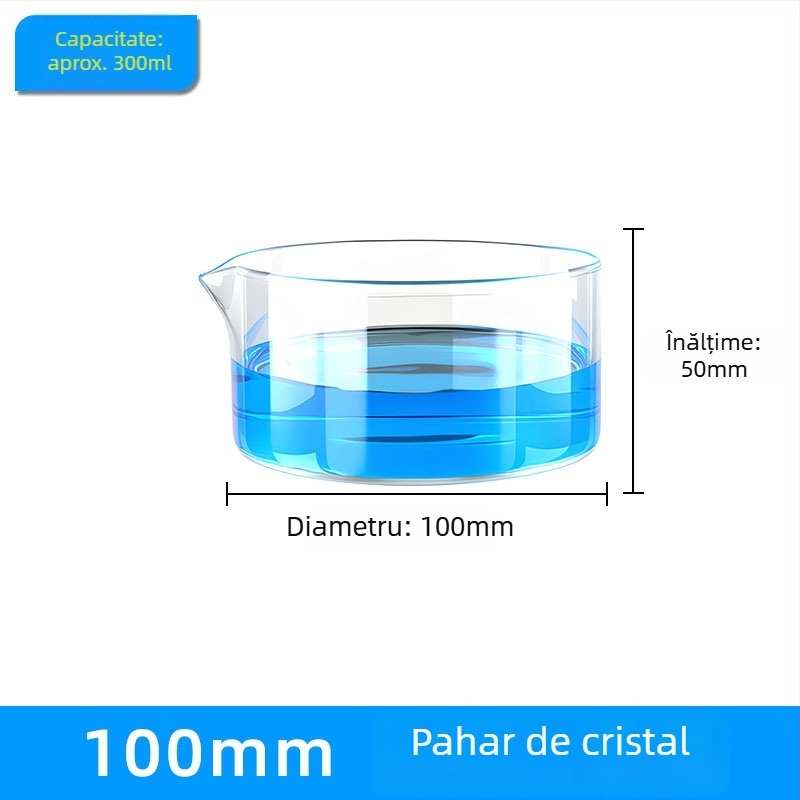 Farfurie de cristal pentru cristalizare, diametrele 60/70/80/100 mm, gură îngroșată, rotundă, fund plat, pentru laborator biologic.