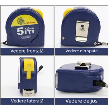 Great Wall Seiko bandă metrică din oțel, îngroșată, precizie înaltă, rezistentă la abraziune și impermeabilă, lungimi 2 m, 3 m, 5 m și 7,5 m