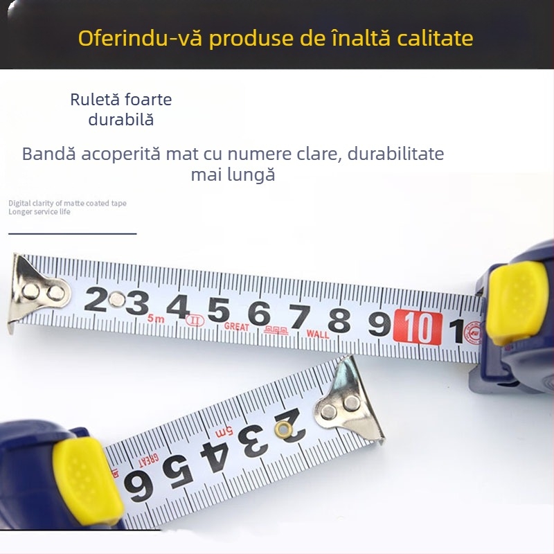 Great Wall Seiko bandă metrică din oțel, îngroșată, precizie înaltă, rezistentă la abraziune și impermeabilă, lungimi 2 m, 3 m, 5 m și 7,5 m
