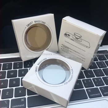 Suport auto pentru telefon din PC transparent, cu airbag magnetic, braț telescopic și bază magnetică, ambalaj din material magnetic