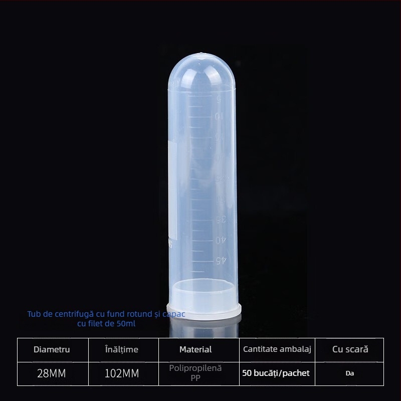 Tubă de centrifugare gradat cu capac, fund rotund, 10/15/20/50/100/120 ml
