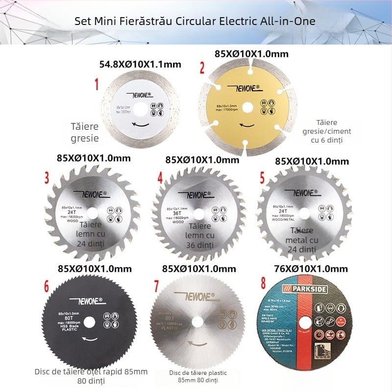 Mini fierăstrău circular electric pentru tâmplărie, portabil, 3 inci, pentru uz casnic, cu tăiere în unghi, multifuncțional