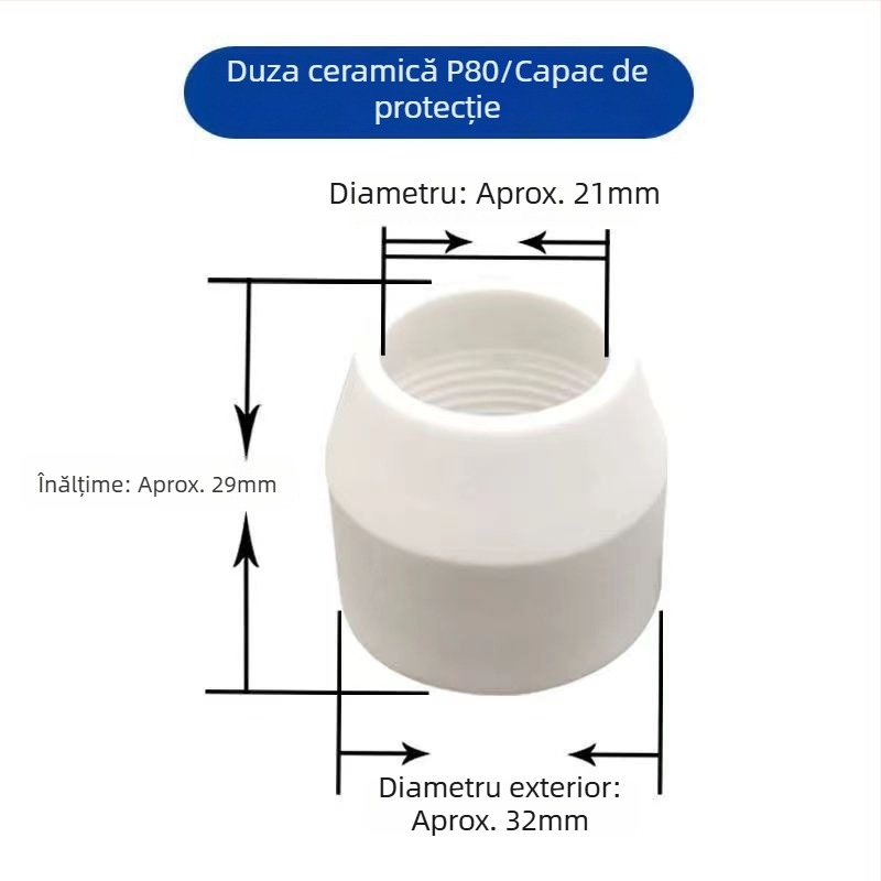 Capac de protecție din porțelan pentru duza P80 pentru pistolul de tăiere cu plasmă Panasonic P80 LGK100/120