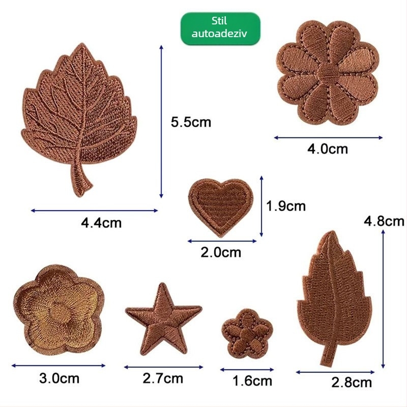 Patch brodat autoadeziv din material textil pentru reparația găurilor la geaca de puf, fără cusături