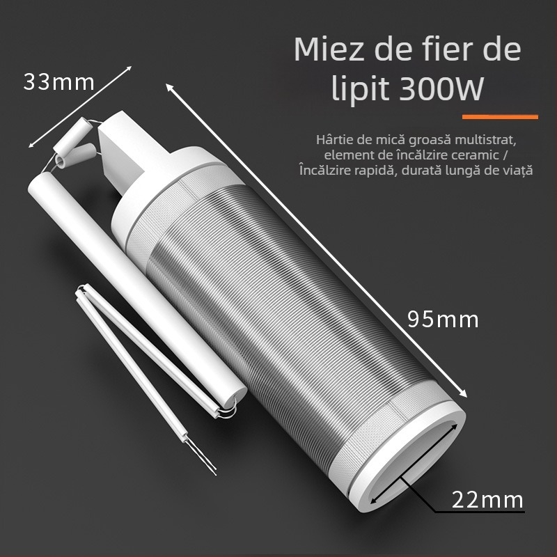 Element ceramic de încălzire pentru fierul de lipit, cu mâner din lemn, mare putere, opțiuni 50/75/100/150/200W și 300/500W