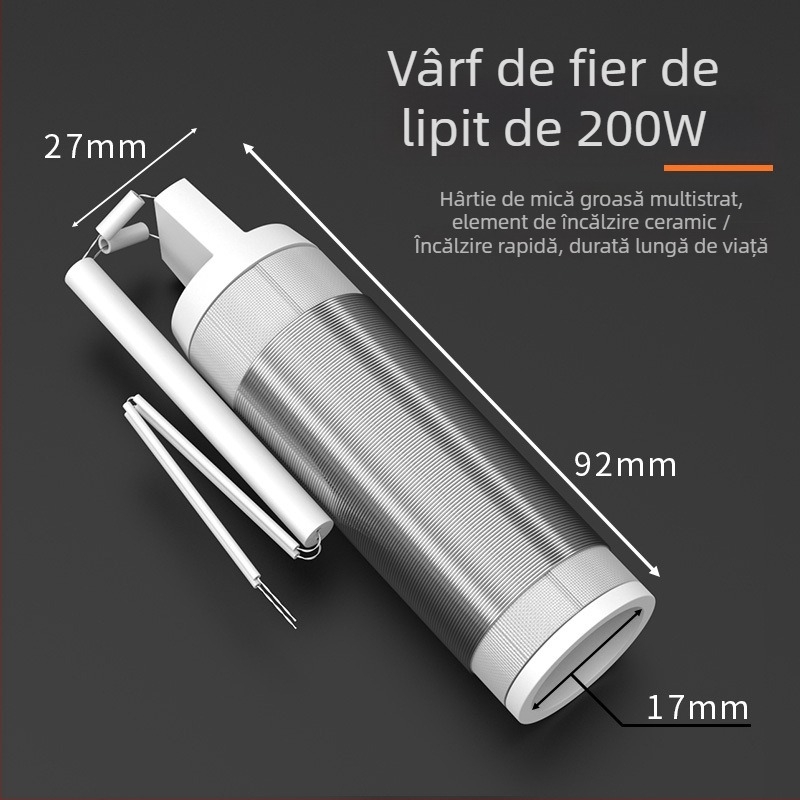Element ceramic de încălzire pentru fierul de lipit, cu mâner din lemn, mare putere, opțiuni 50/75/100/150/200W și 300/500W