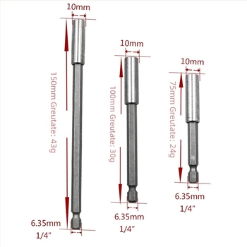 Bară magnetică de conectare pentru bituri, șurubelniță electrică, extensie pentru bormașină tip pistol, soclu 6,35 mm, adaptor rapid