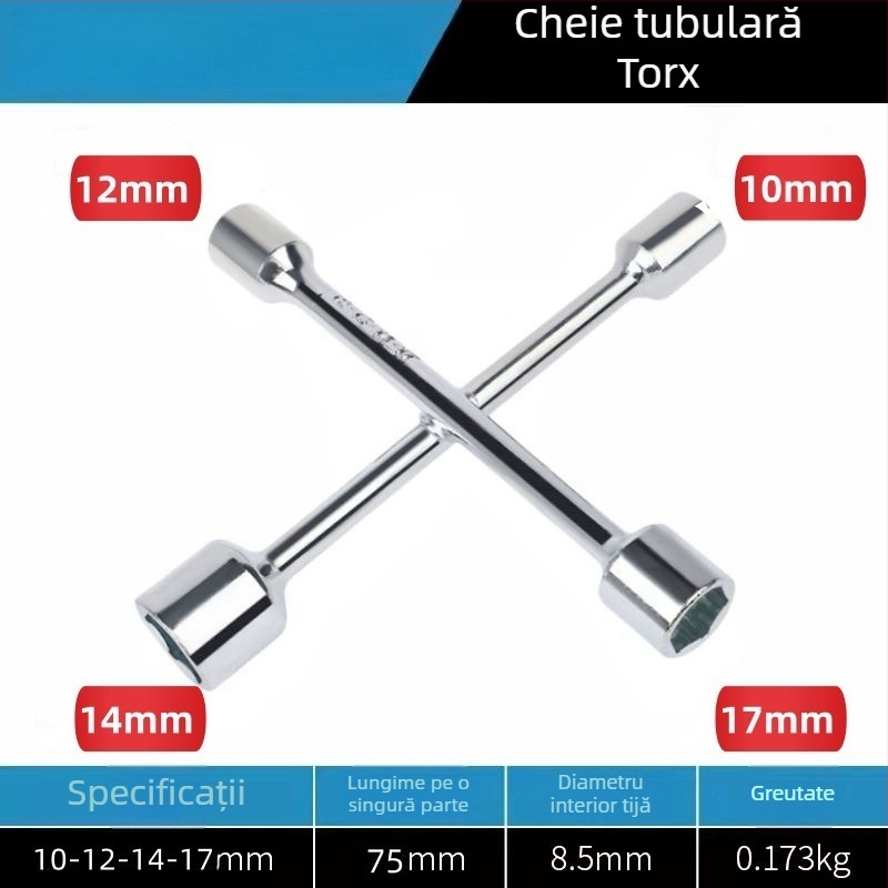 Cheie cu soclu încrucișată pentru biciclete electrice – instrument demontare și întreținere a pneurilor