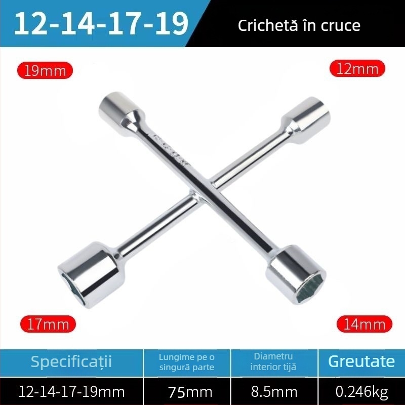 Cheie cu soclu încrucișată pentru biciclete electrice – instrument demontare și întreținere a pneurilor