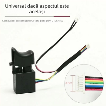 Comutator fără peri pentru cheie cu impact, 8 fire sau 9 fire, tip universal, model nou