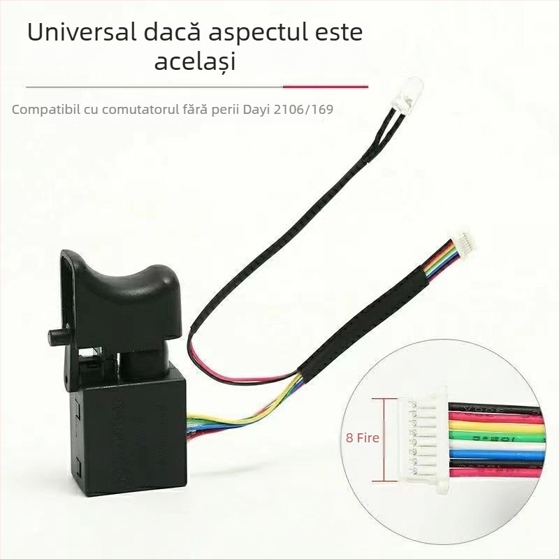 Comutator fără peri pentru cheie cu impact, 8 fire sau 9 fire, tip universal, model nou