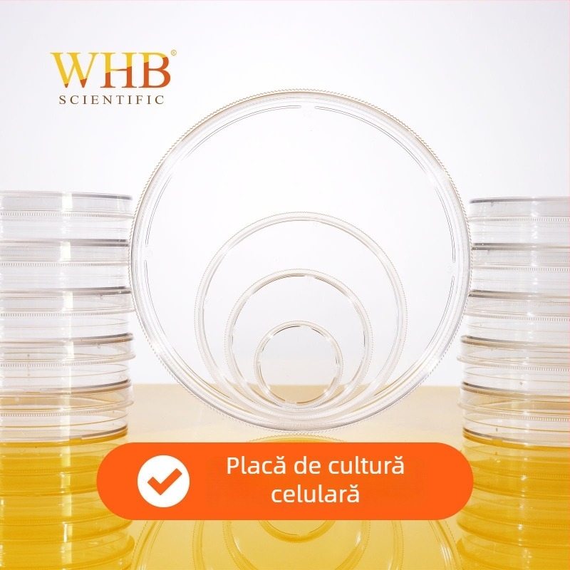 Farfurie de cultură celulară de unică folosință, tratată TC, dimensiuni 35/60/100/150 mm, margine ușor de prins, sterilă